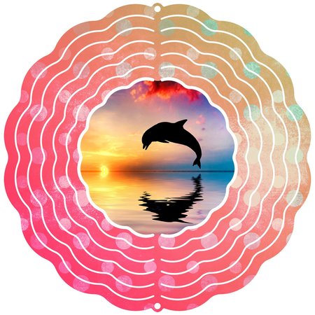 NEXT INNOVATIONS 8" Dolphin At Sunset Wind Spinner 101407002-DOLPHINAT